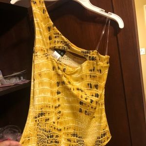 One shoulder, snakeskin bodysuit